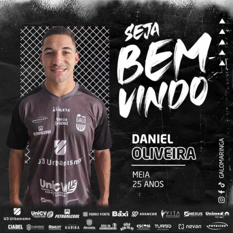 Sãomiguelense Daniel Oliveira disputará campeonato paranaense pelo Galo Maringá 