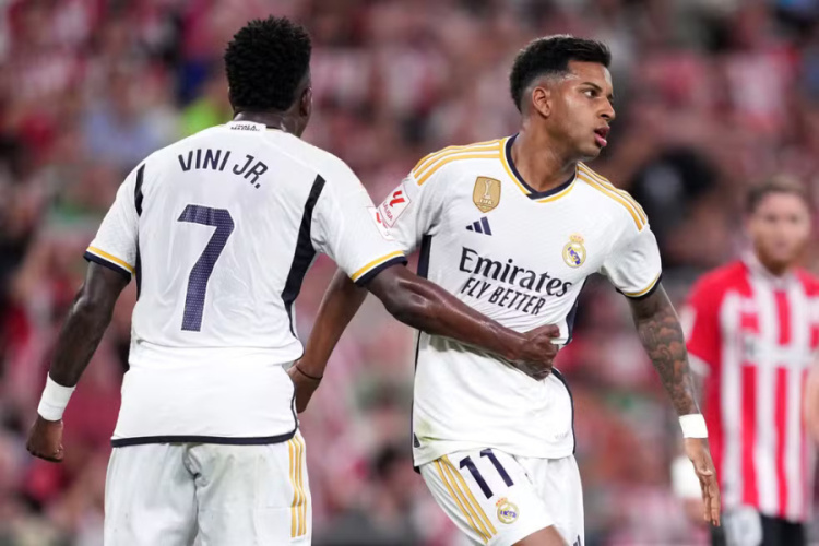 Vinicius Junior e Rodrygo - Athletic Bilbao x Real Madrid - Campeonato Espanhol — Foto: EFE