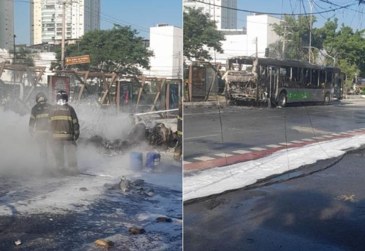Ônibus foi atingido por avião na queda | Reprodução