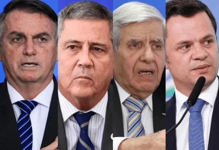 Bolsonaro, Braga Netto, general Augusto Heleno e Anderson Torres estão entre os denunciados por atos antidemocráticos. | Reprodução