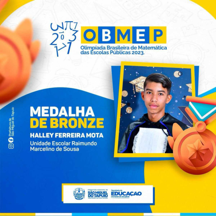 Estudante da rede municipal de ensino de SMT conquistou medalha de bronze na OBMEP.